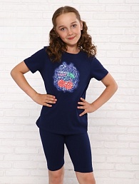 Детская футболка "Вишенки на синем"